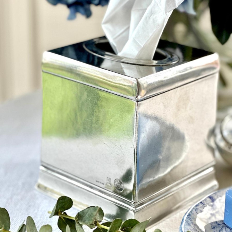 Table & Home Arte Italica Pewter | Roma Tissue Box Holder