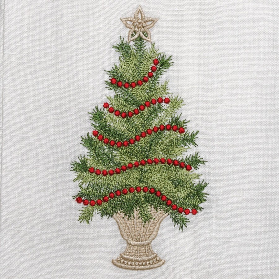 Table & Home Arte Italica Towels | Christmas Tree With Trim Linen Towel