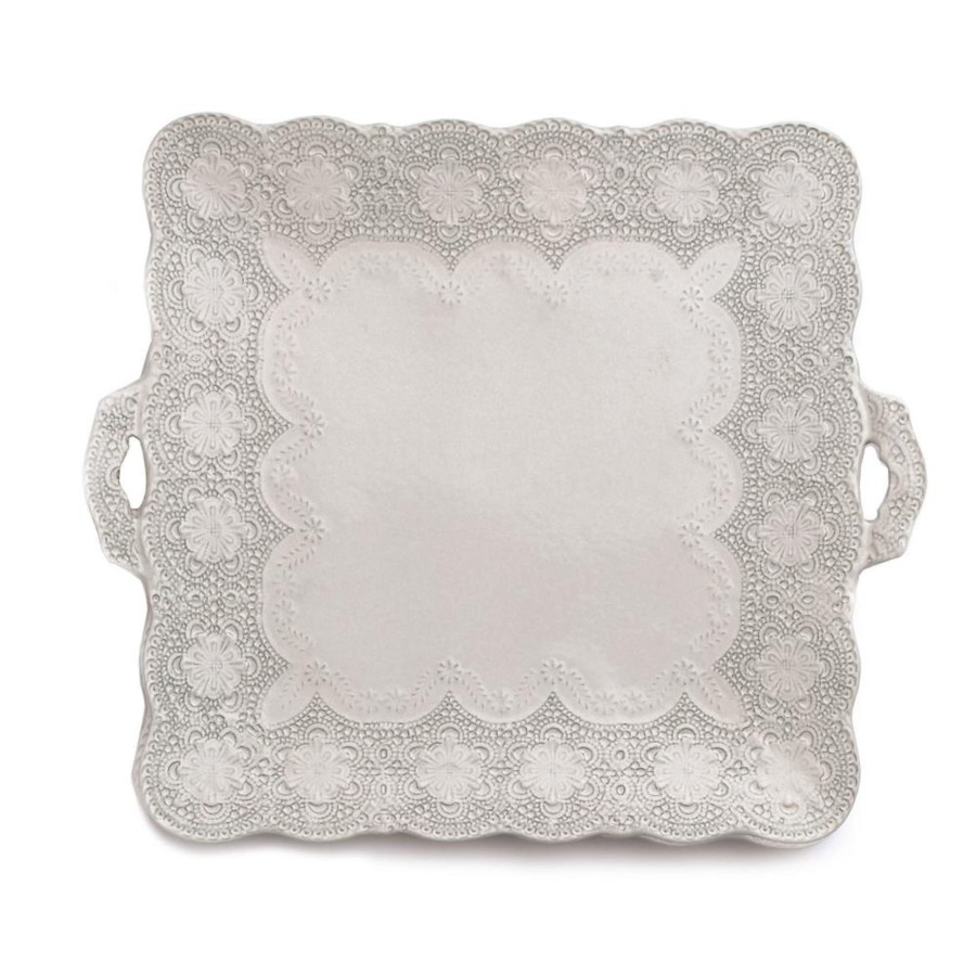 Table & Home Arte Italica Platters & Trays | Merletto Antique Square Platter With Handles