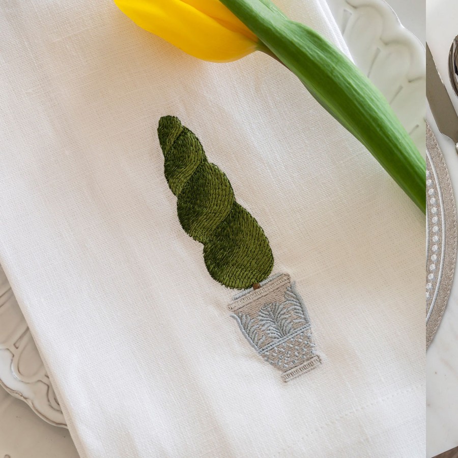 Table & Home Arte Italica Towels | Spiral Topiary Linen Towel