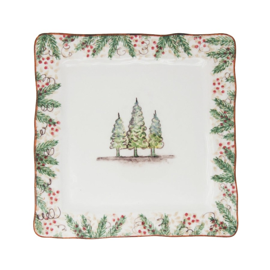 Table & Home Arte Italica Dinner Plates | Natale Square Dinner Plate