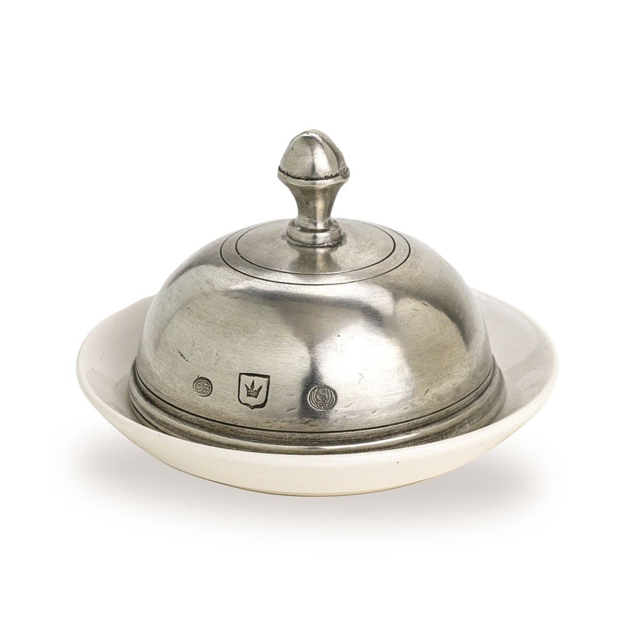 Table & Home Arte Italica Pewter | Tuscan Round Butter Dish