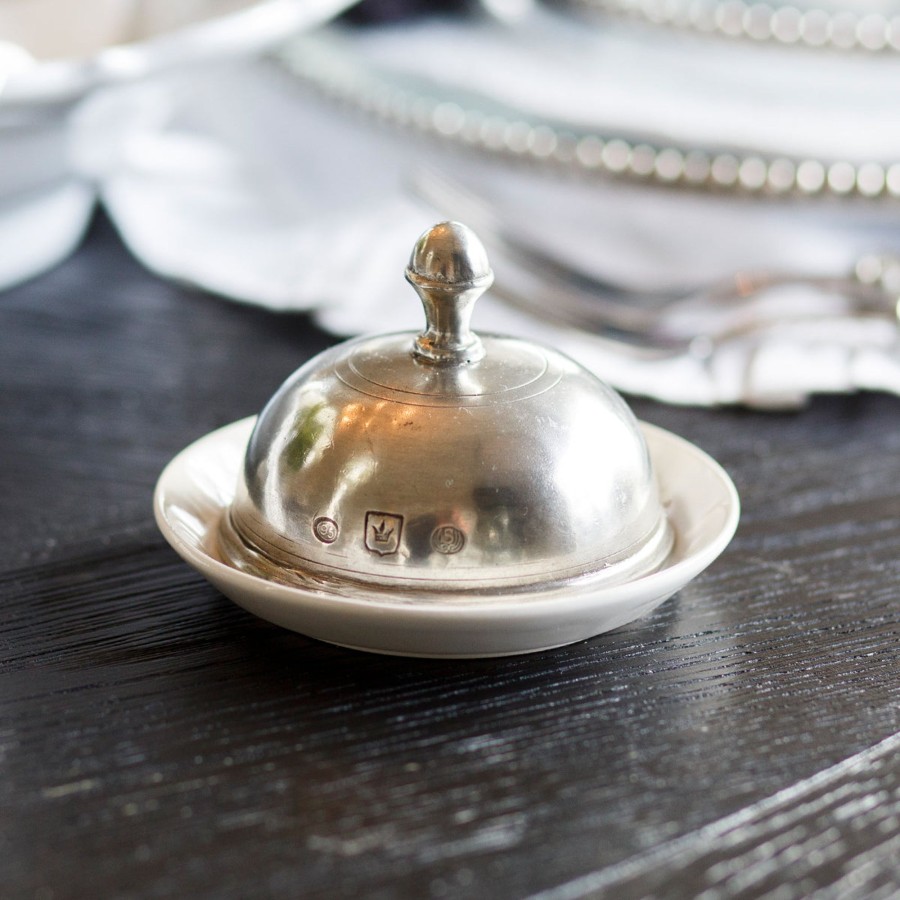 Table & Home Arte Italica Pewter | Tuscan Round Butter Dish