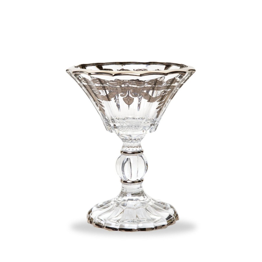 Table & Home Arte Italica Serving Bowls | Vetro Platinum Petite Pedestal Candy Dish