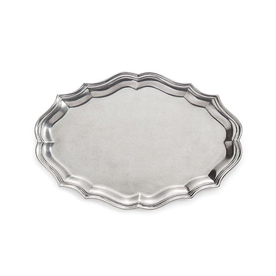 Table & Home Arte Italica Pewter | Peltro Scalloped Large Oval Tray