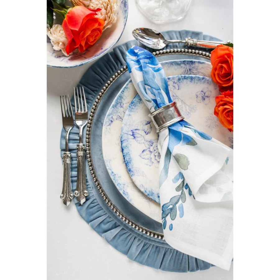 Table & Home Arte Italica All Linens | Blue Floral Watercolor Large Napkin