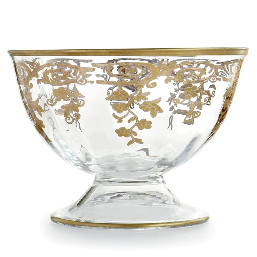 Table & Home Arte Italica Serving Bowls | Vetro Gold Footed Serving Bowl - Online Only