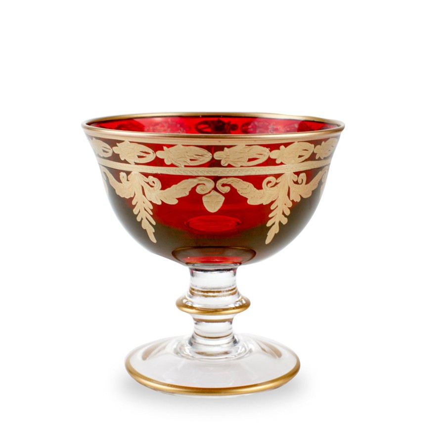 Table & Home Arte Italica All Glass & Barware | Vetro Gold Red Compote