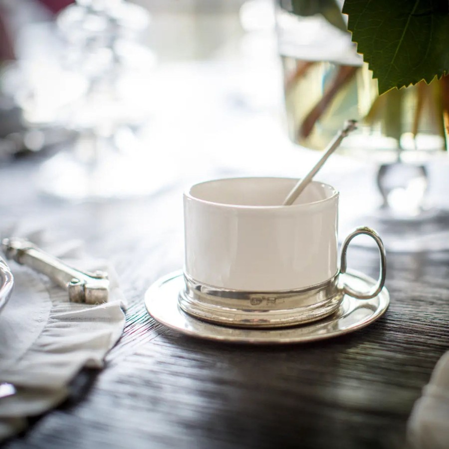 Table & Home Arte Italica Pewter | Tuscan Cappuccino Cup & Saucer With Spoon