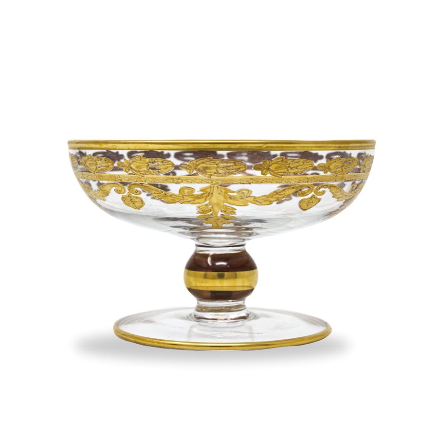 Table & Home Arte Italica Serving Bowls | Vetro Gold Baroque Compote/Soap Dish