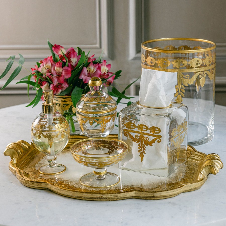 Table & Home Arte Italica Serving Bowls | Vetro Gold Baroque Compote/Soap Dish