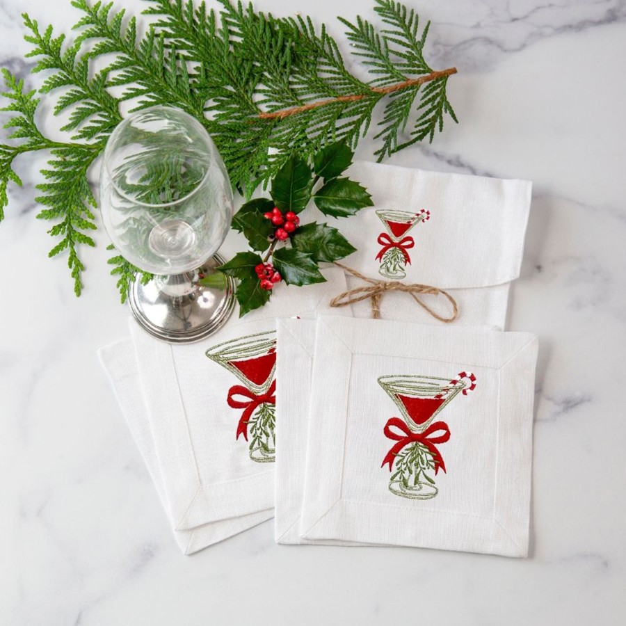 Table & Home Arte Italica Cocktail Napkins & Coasters | New Christmas Cosmo Cocktail Napkin Set