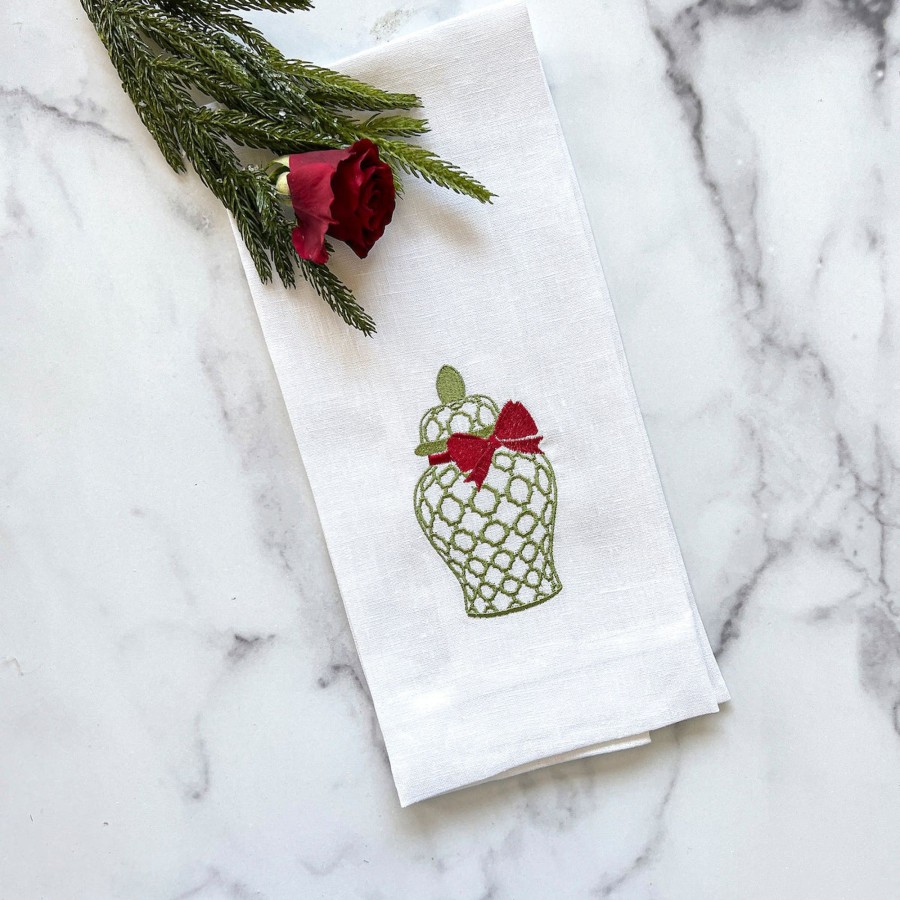 Table & Home Arte Italica Towels | Holiday Ginger Jar Linen Towel