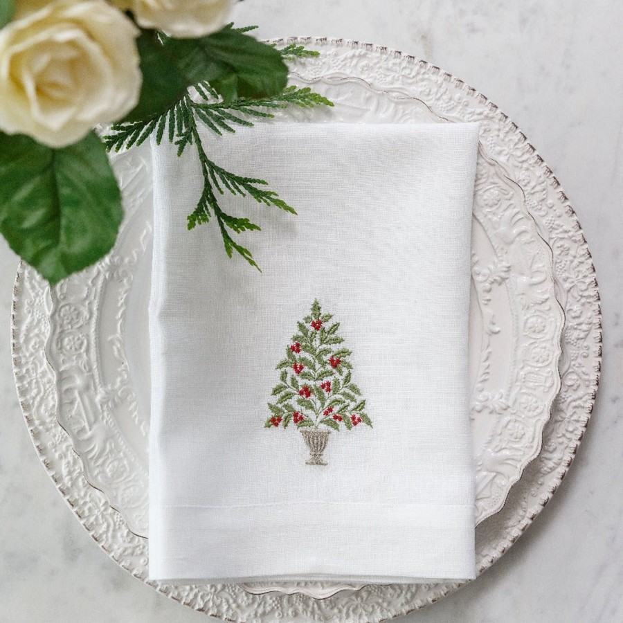 Table & Home Arte Italica Napkins | Holly Tree Tri-Fold Napkin