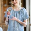 Apparel Crown Linen Designs | Lola Top Blue Chambray - Sale