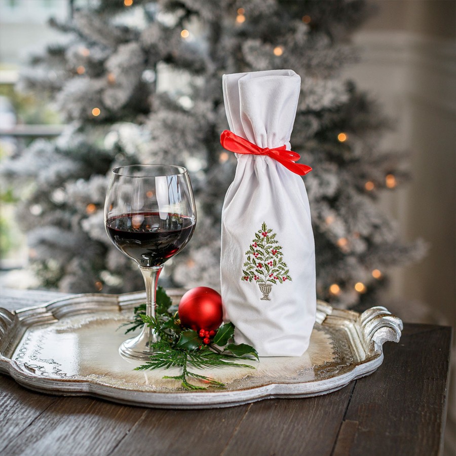 Table & Home Arte Italica All Linens | Holly Tree Velvet Wine Bag