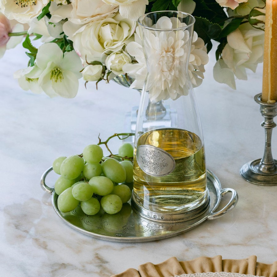 Table & Home Arte Italica Platters & Trays | Vintage Pewter Round Tray With Handles