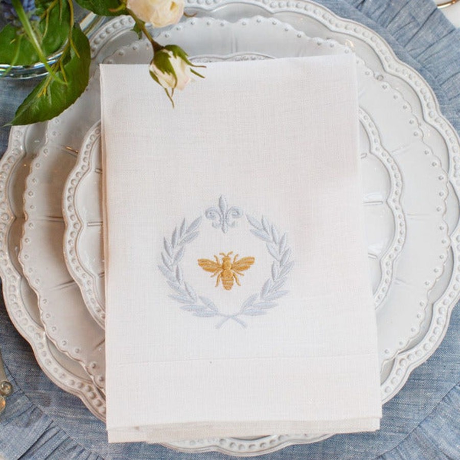 Table & Home Arte Italica Napkins | Italian Bee Linen Tri-Fold Napkin