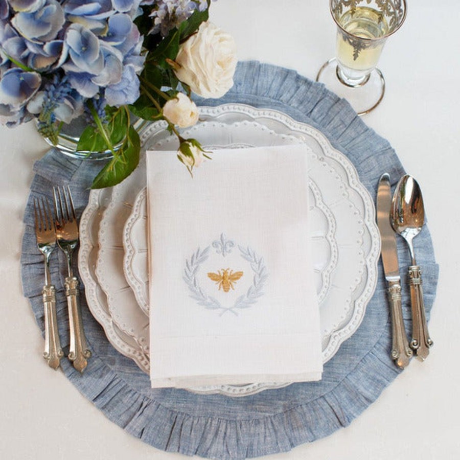 Table & Home Arte Italica Napkins | Italian Bee Linen Tri-Fold Napkin