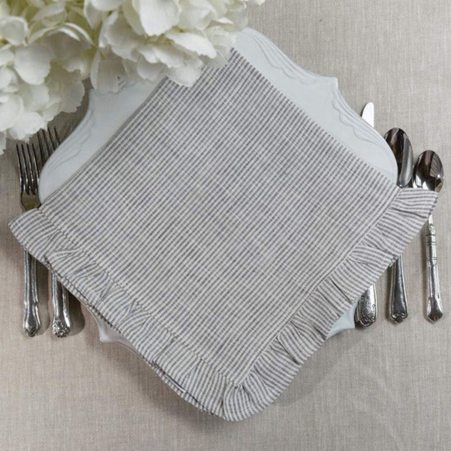 Table & Home Arte Italica Napkins | Grey Pinstripe Large Napkin - Sale