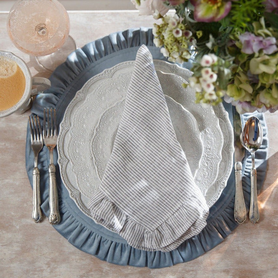 Table & Home Arte Italica Napkins | Grey Pinstripe Large Napkin - Sale