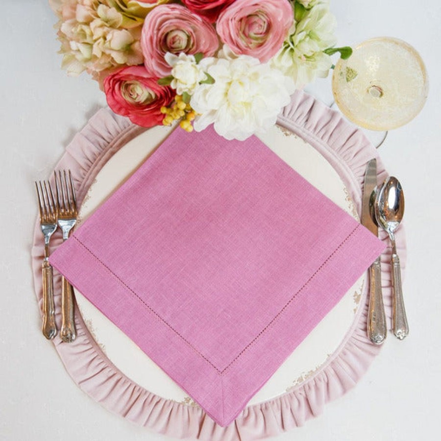 Table & Home Arte Italica Napkins | Hemstitch Large Napkin Rose Pink - Sale