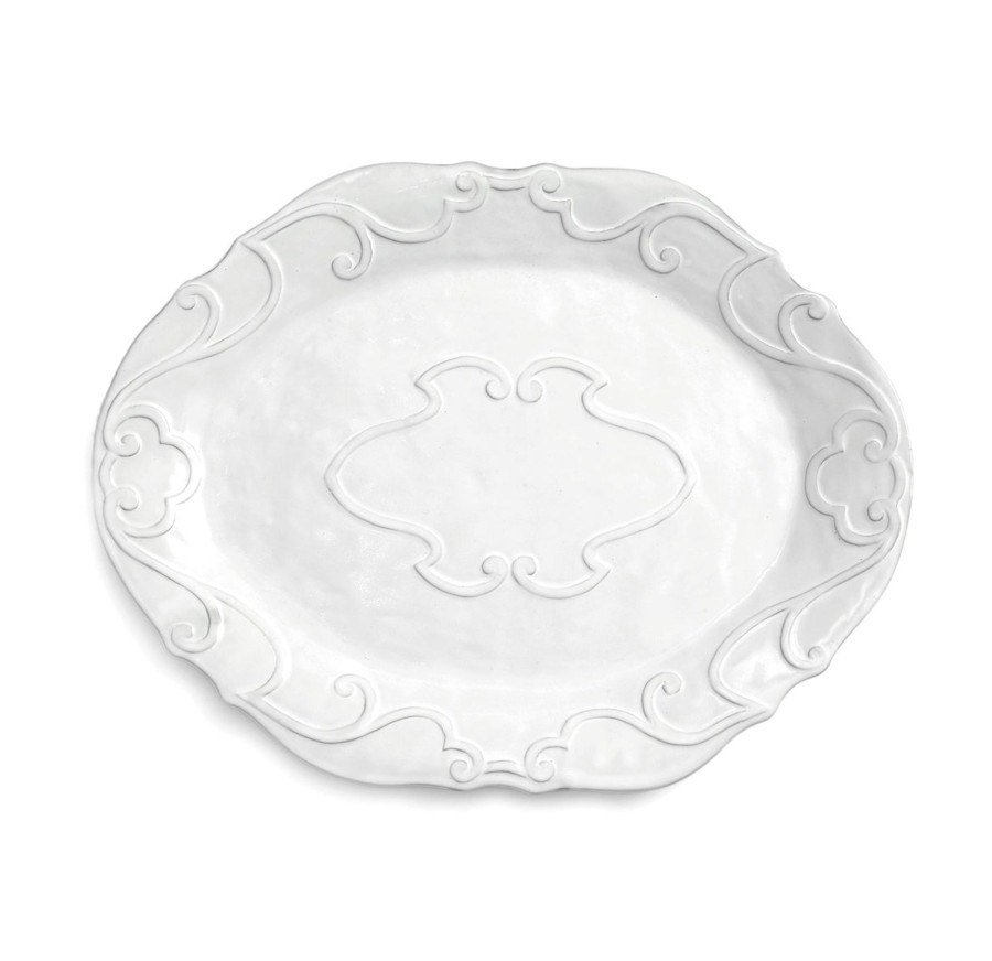 Table & Home Arte Italica Platters & Trays | Bella Bianca Ribbon Oval Platter