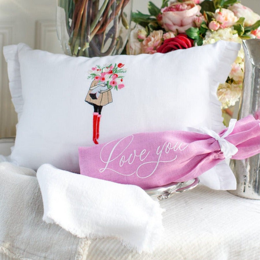 Table & Home Arte Italica Pillows | Flower Girl Linen Decor Pillow