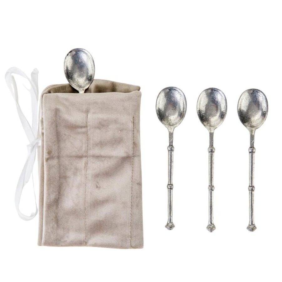 Table & Home Arte Italica Pewter | Tavola Appetizer Spoon Set Of 4 With Pouch