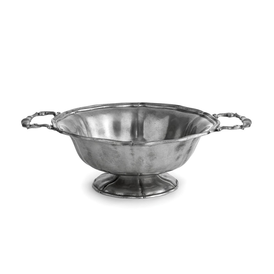 Table & Home Arte Italica Pewter | Vintage Footed Bowl With Handles - Online Only