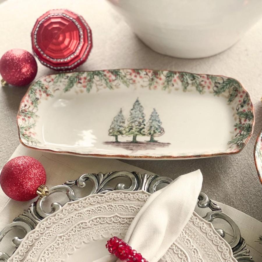 Table & Home Arte Italica All Serveware | Natale Rectangular Tray