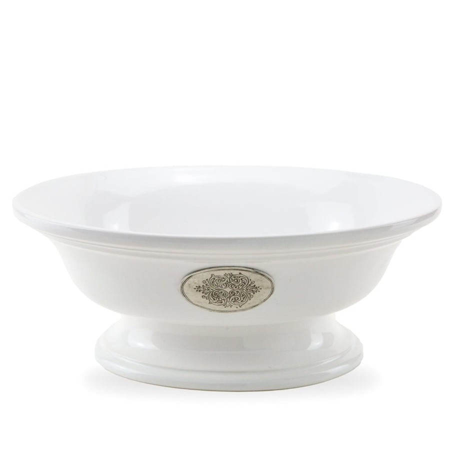 Table & Home Arte Italica Pewter | Tuscan Damasco Oval Footed Bowl - Online Only