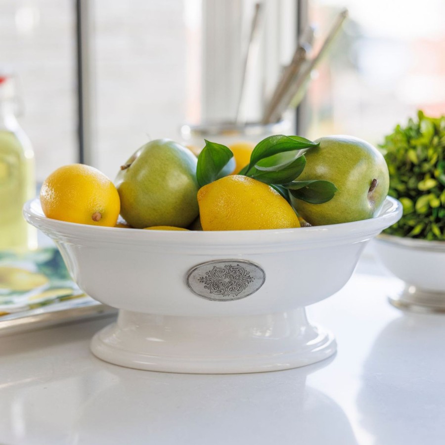 Table & Home Arte Italica Pewter | Tuscan Damasco Oval Footed Bowl - Online Only