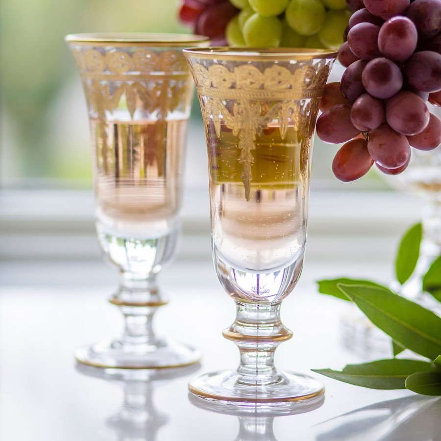 Table & Home Arte Italica Stemware & Drinkware | Vetro Gold Flute Glass