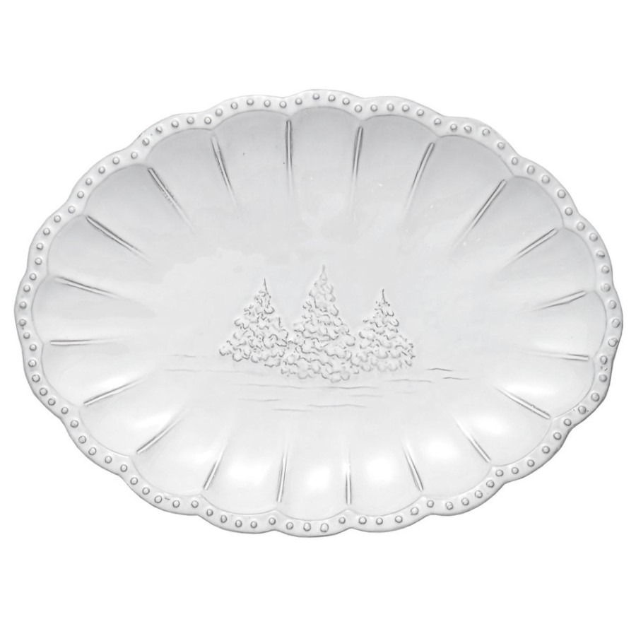 Table & Home Arte Italica Platters & Trays | Bella Natale Beaded Oval Platter