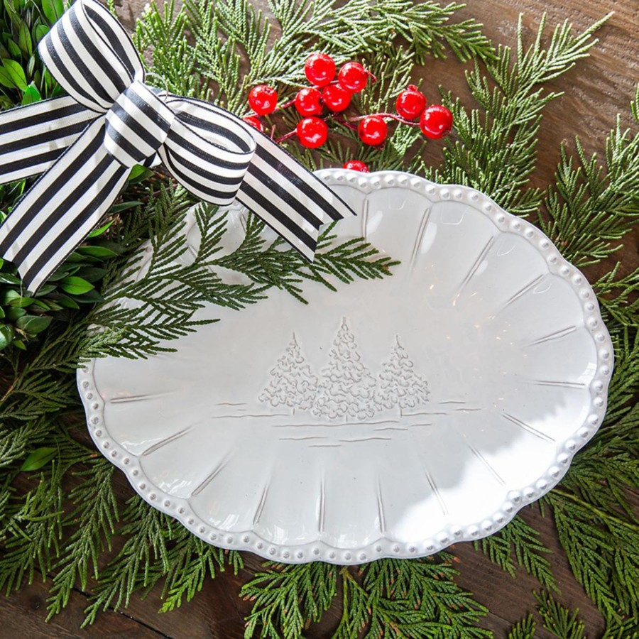 Table & Home Arte Italica Platters & Trays | Bella Natale Beaded Oval Platter