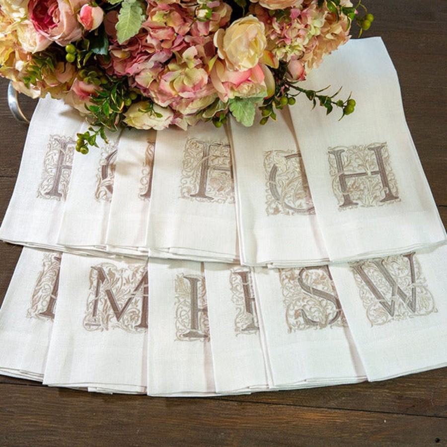 Table & Home Arte Italica Towels | Monogram Linen Towel - Assorted Letters