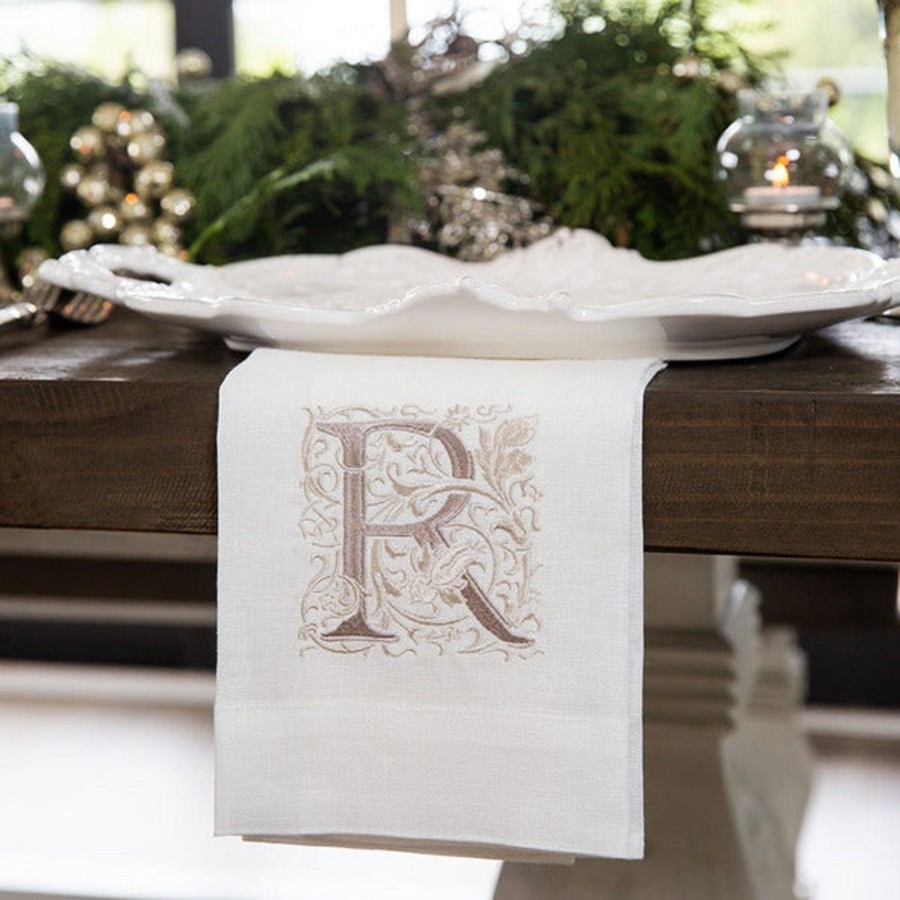 Table & Home Arte Italica Towels | Monogram Linen Towel - Assorted Letters