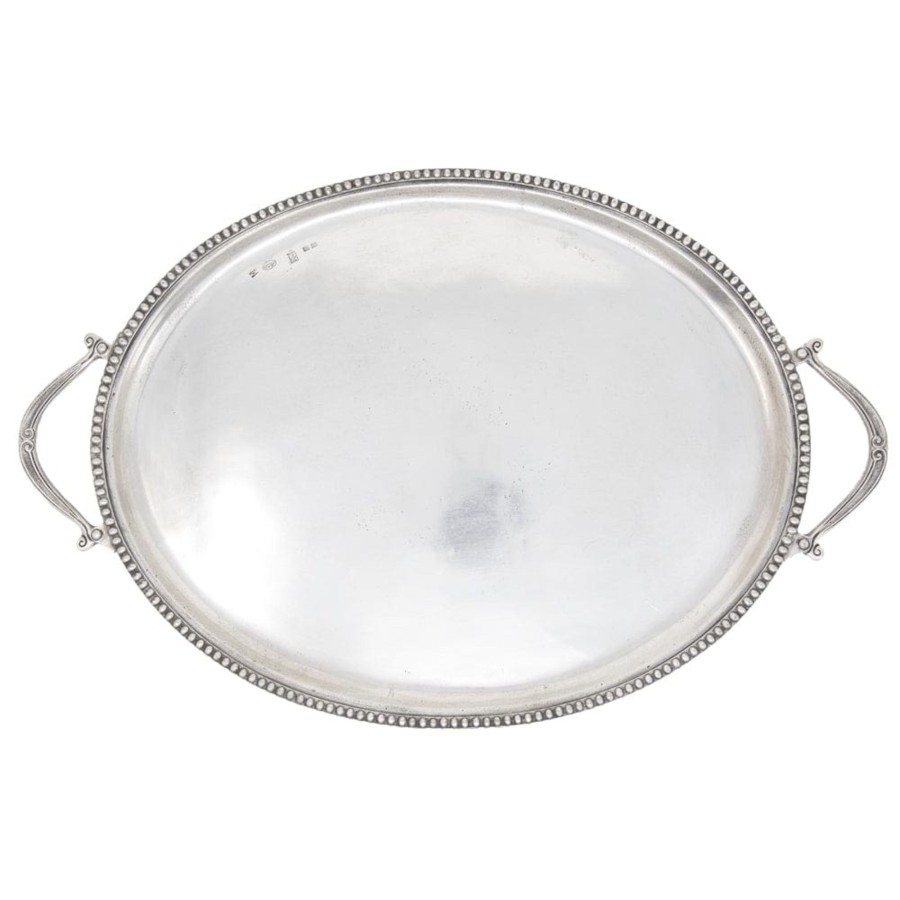 Table & Home Arte Italica Platters & Trays | Beaded Oval Tray - Online Only