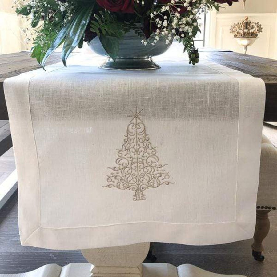 Table & Home Arte Italica Table Coverings | Sparkle Tree Linen Table Runner - 17" Wide - Sale