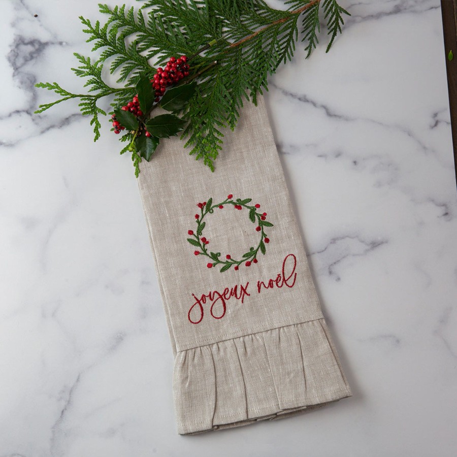 Table & Home Arte Italica Towels | Joyeux Noel Linen Towel