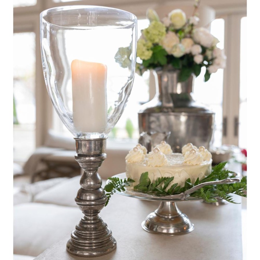 Table & Home Arte Italica Pewter | Giovanna Medium Fluted Hurricane