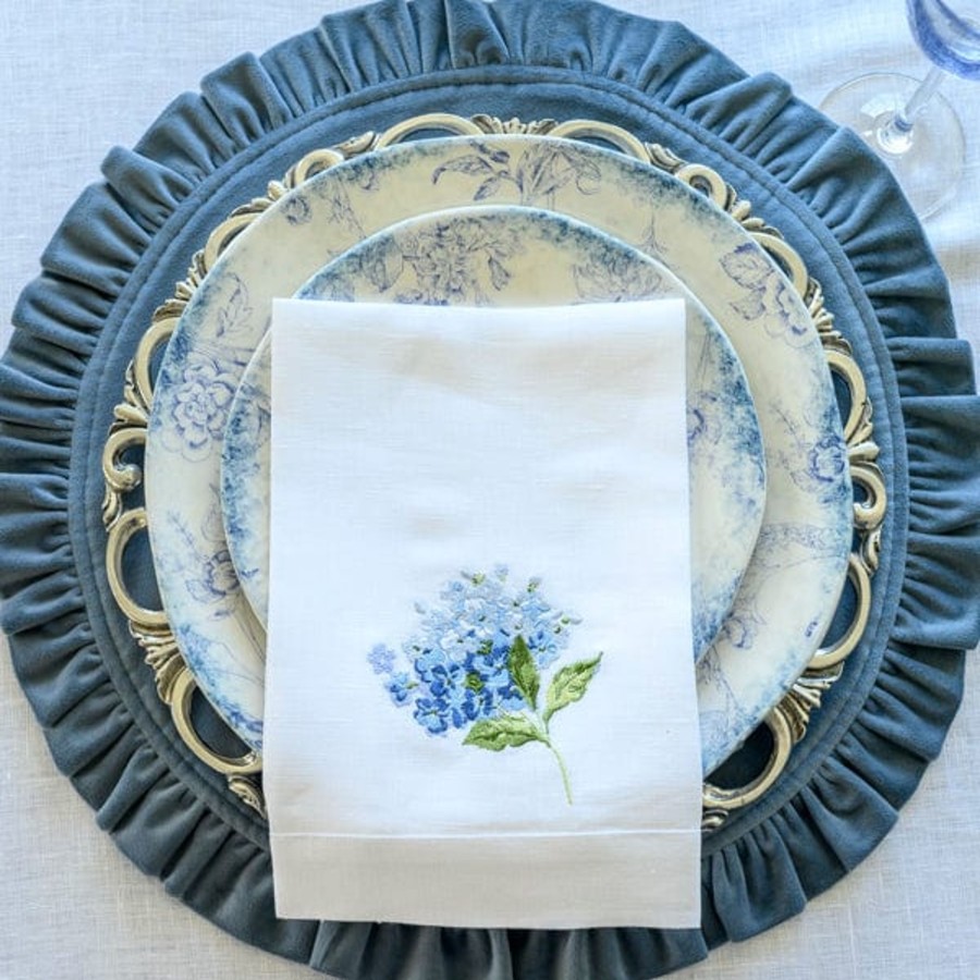 Table & Home Arte Italica Napkins | Hydrangea Tri-Fold Napkin