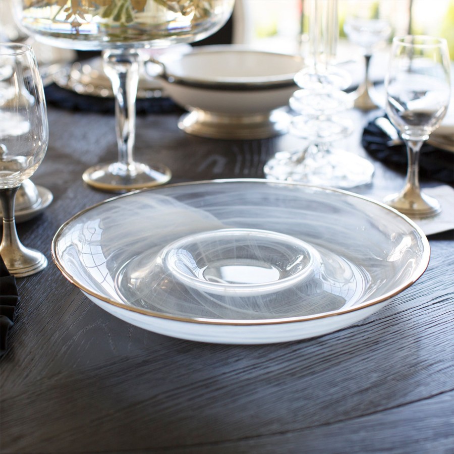 Table & Home Arte Italica Platters & Trays | Volterra Platinum Chip And Dip - Online Only