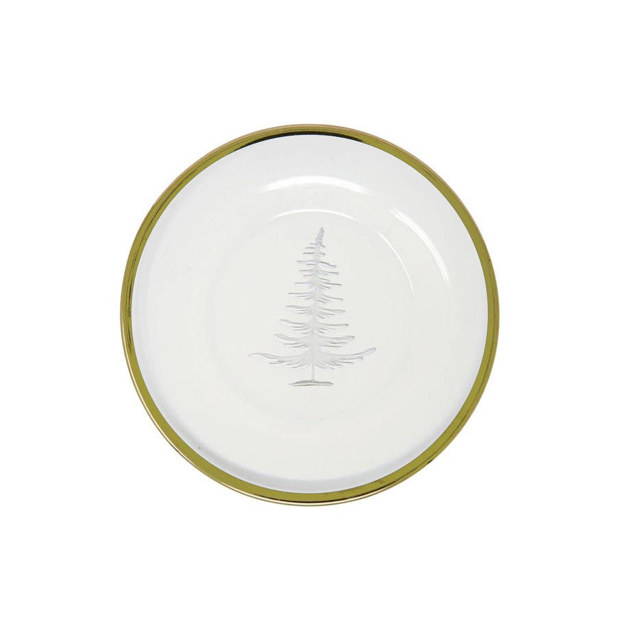 Table & Home Arte Italica Dinner Plates | Vetro Gold Etched Tree Plate