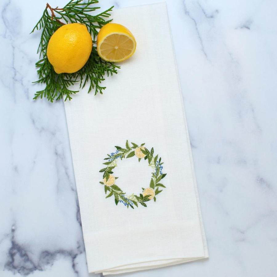 Table & Home Arte Italica Towels | Lemon Wreath Linen Towel