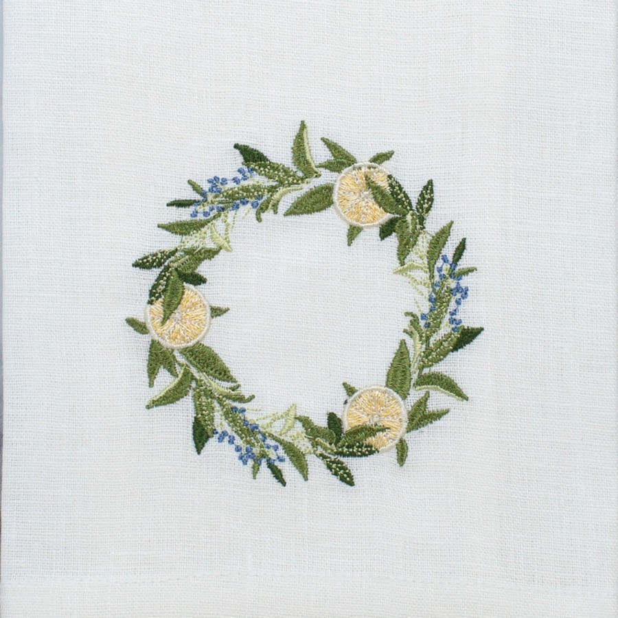 Table & Home Arte Italica Towels | Lemon Wreath Linen Towel