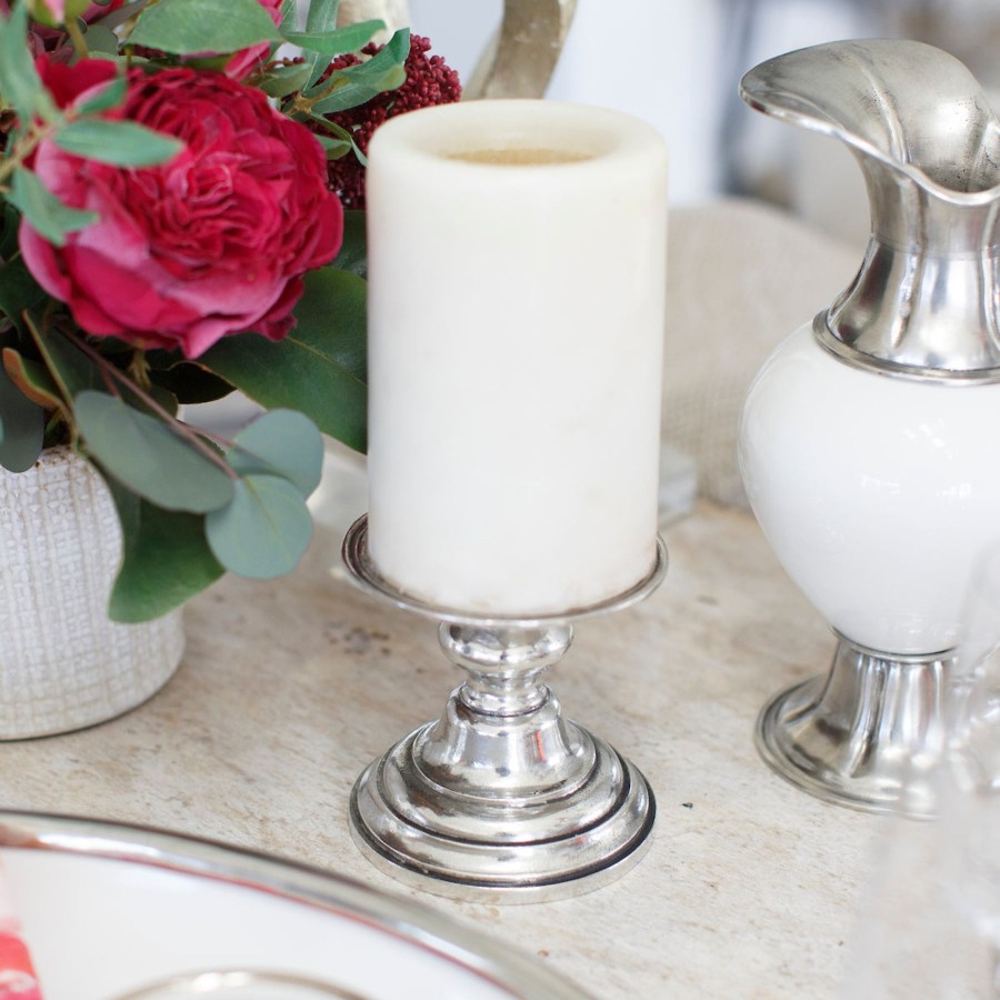 Table & Home Arte Italica Pewter | Giovanna Pillar Candleholder