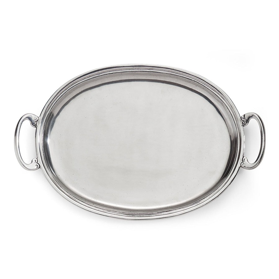 Table & Home Arte Italica Platters & Trays | Peltro Medium Oval Tray With Handles