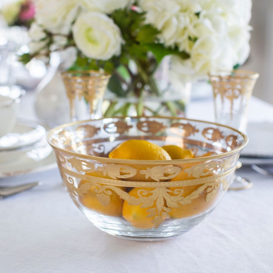 Table & Home Arte Italica All Serveware | Vetro Gold Serving Bowl